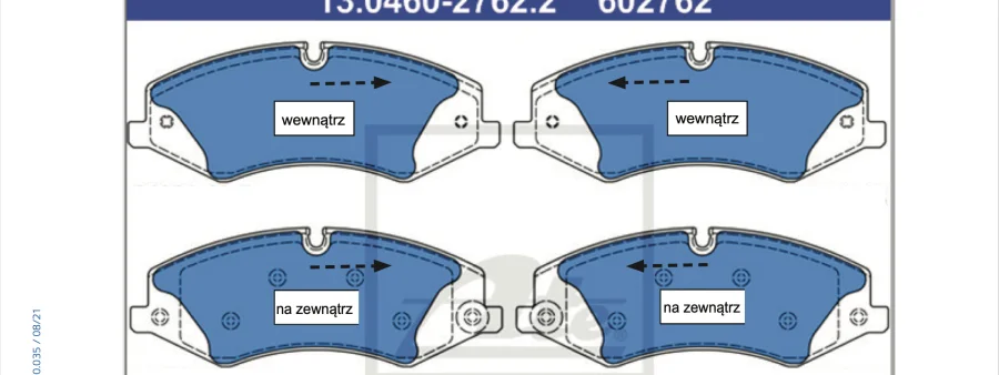 Podgląd noty: Zestawu klocków hamulcowych 13.0460-2762.2 Land Rover